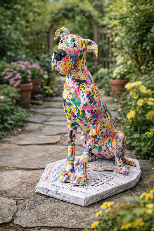 Colorful Great Dane Sculpture – Handmade Statement Art