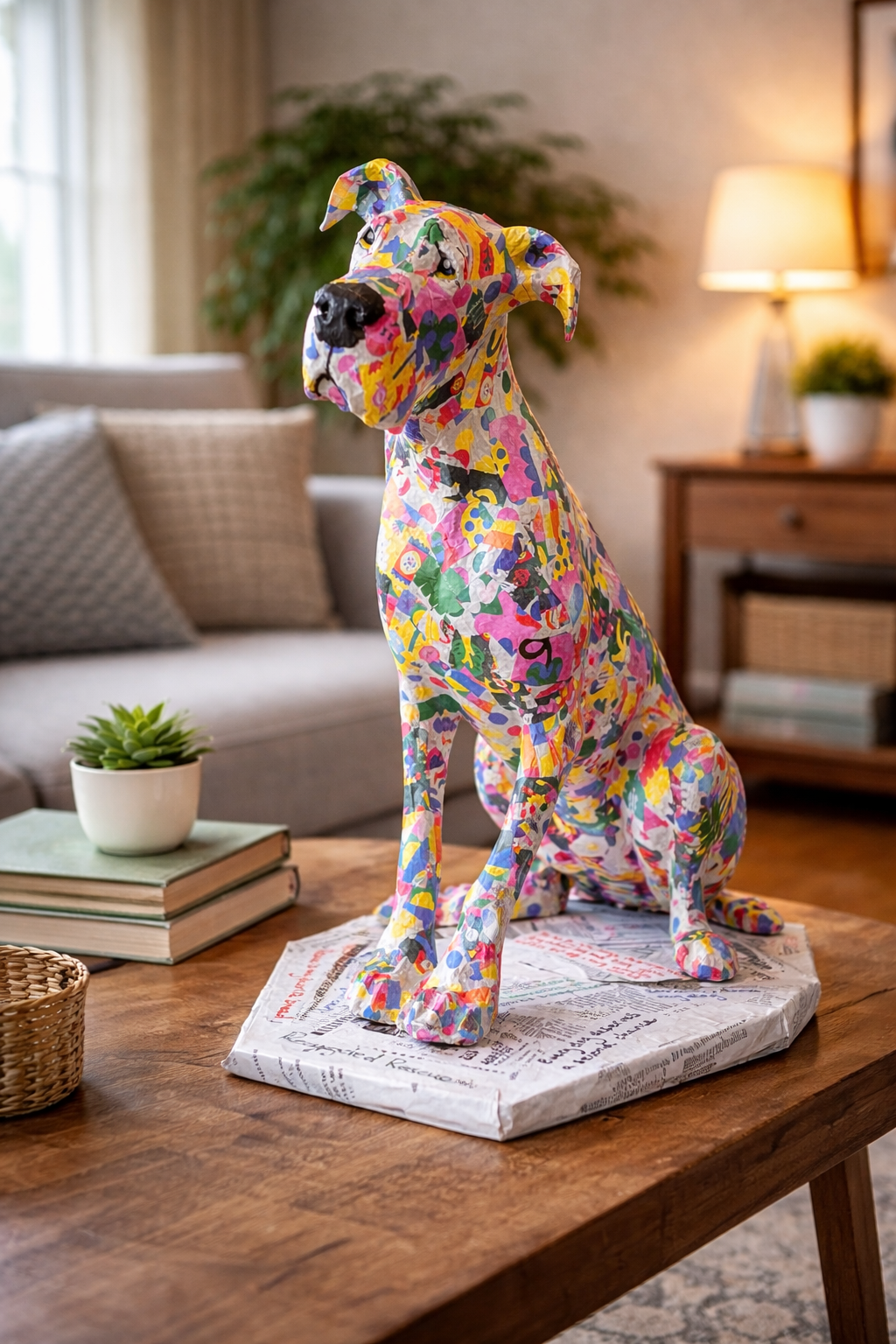 Colorful Great Dane Sculpture – Handmade Statement Art
