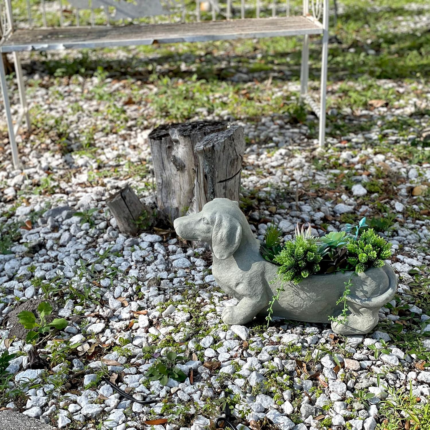 Dachshund Dog Planter Stone Finish