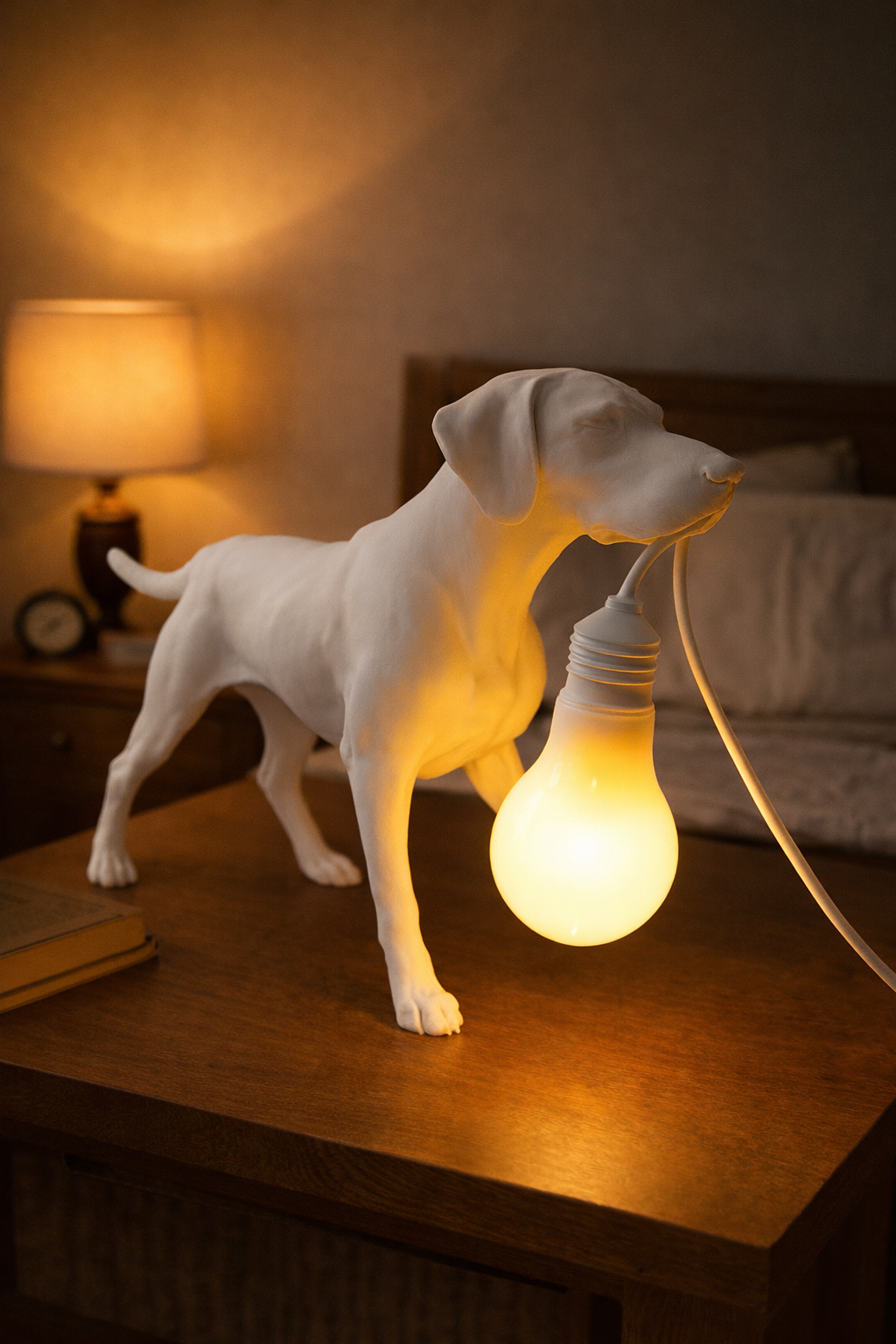 Dog Lamp Holding Bulb