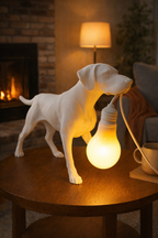 Dog Lamp Holding Bulb